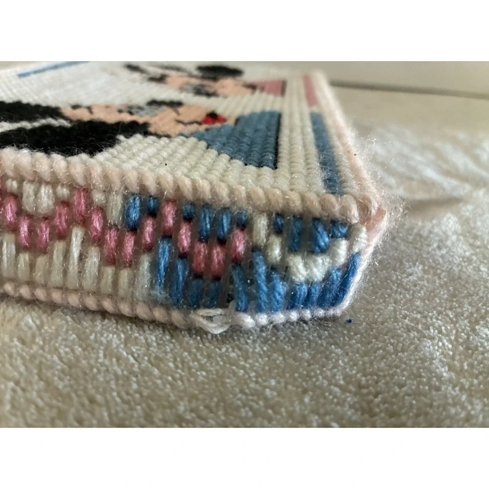 Mickey Mouse Minnie Needlepoint Nursery Decor Pink Blue‎ 6x8.5